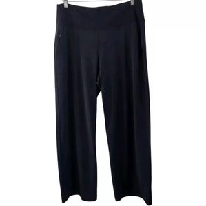 Athleta Women's L Black Venice Pant High Rise Wide Leg Pull On Elastic Waist